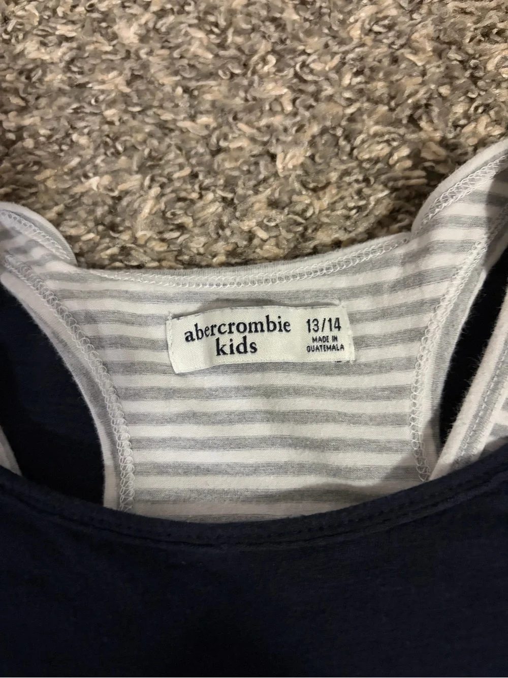 abercrombie kids Navy Long-Sleeve Layered Top with Gray Striped Tank